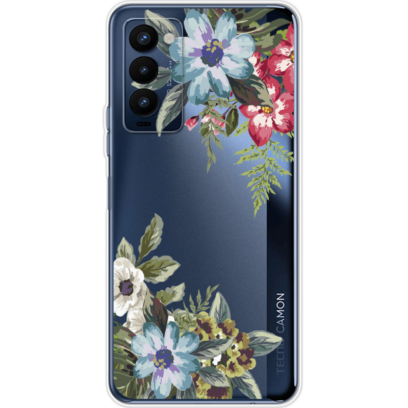 Прозрачный чехол BoxFace Tecno Camon 18 / 18P Floral