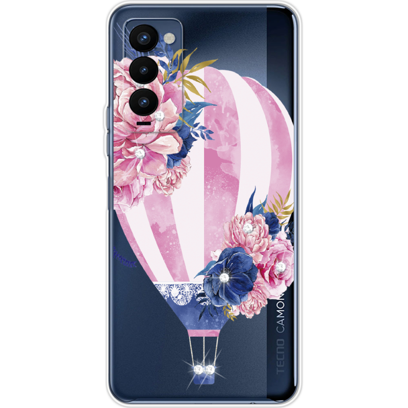 Чехол со стразами BoxFace Tecno Camon 18 / 18P Pink Air Baloon