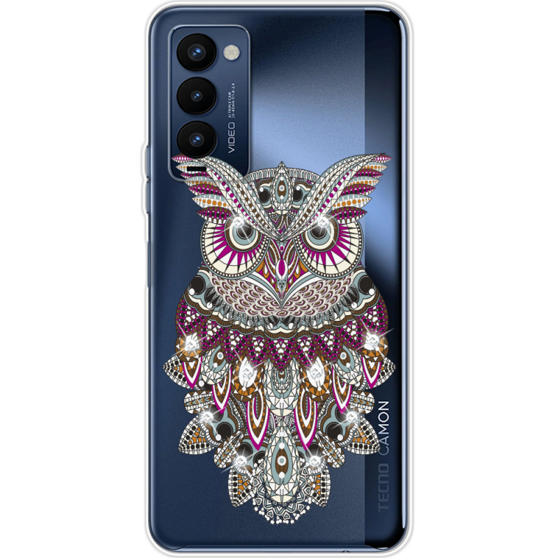 Чехол со стразами BoxFace Tecno Camon 18 / 18P Owl