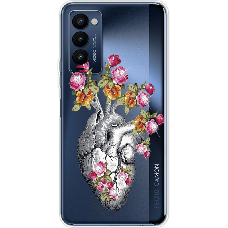 Чехол со стразами BoxFace Tecno Camon 18 / 18P Heart