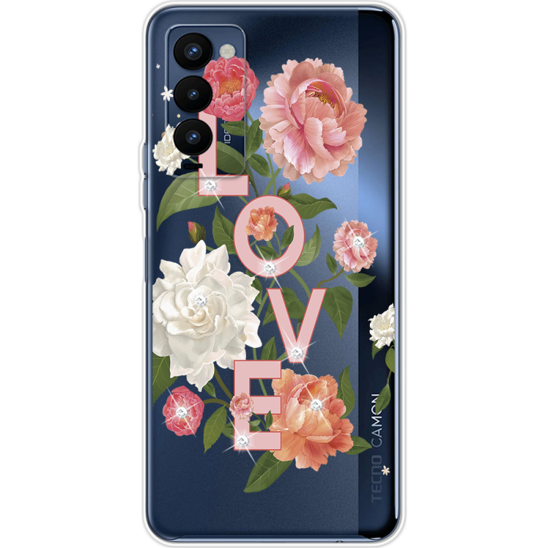 Чехол со стразами BoxFace Tecno Camon 18 / 18P Love