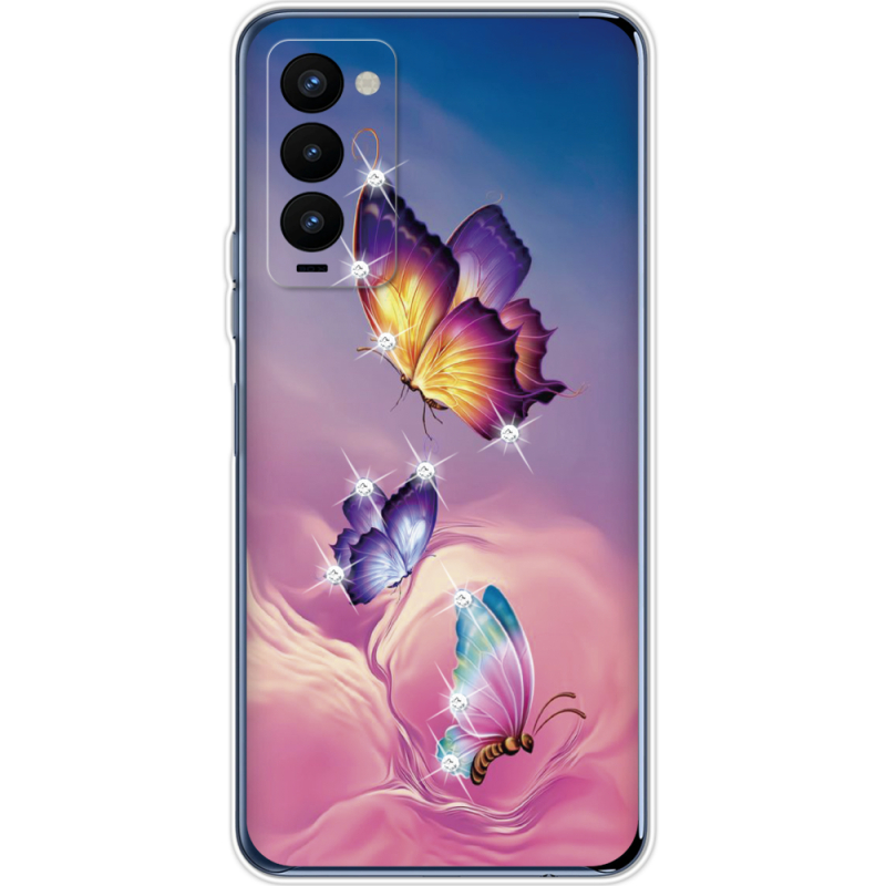 Чехол со стразами BoxFace Tecno Camon 18 / 18P Butterflies