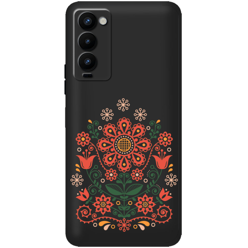 Черный чехол BoxFace Tecno Camon 18 / 18P Ukrainian Ornament