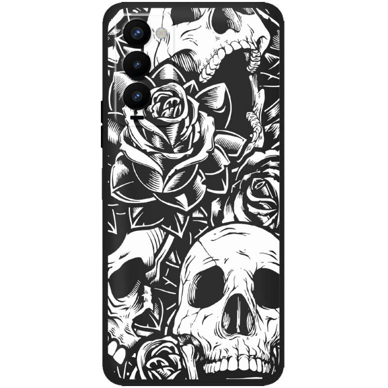 Черный чехол BoxFace Tecno Camon 18 / 18P Skull and Roses