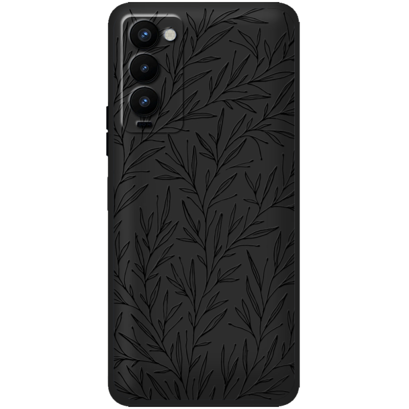 Черный чехол BoxFace Tecno Camon 18 / 18P Leaves