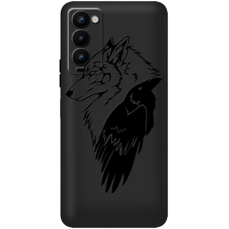 Черный чехол BoxFace Tecno Camon 18 / 18P Wolf and Raven