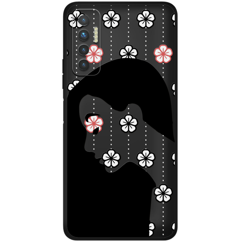 Черный чехол BoxFace Tecno Camon 17P Flower Hair