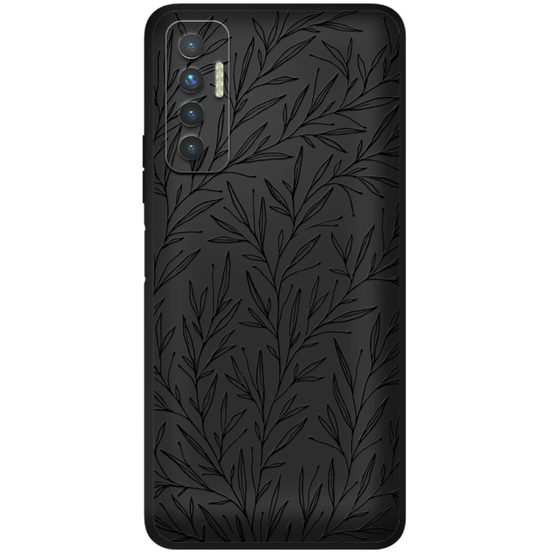 Черный чехол BoxFace Tecno Camon 17P Leaves