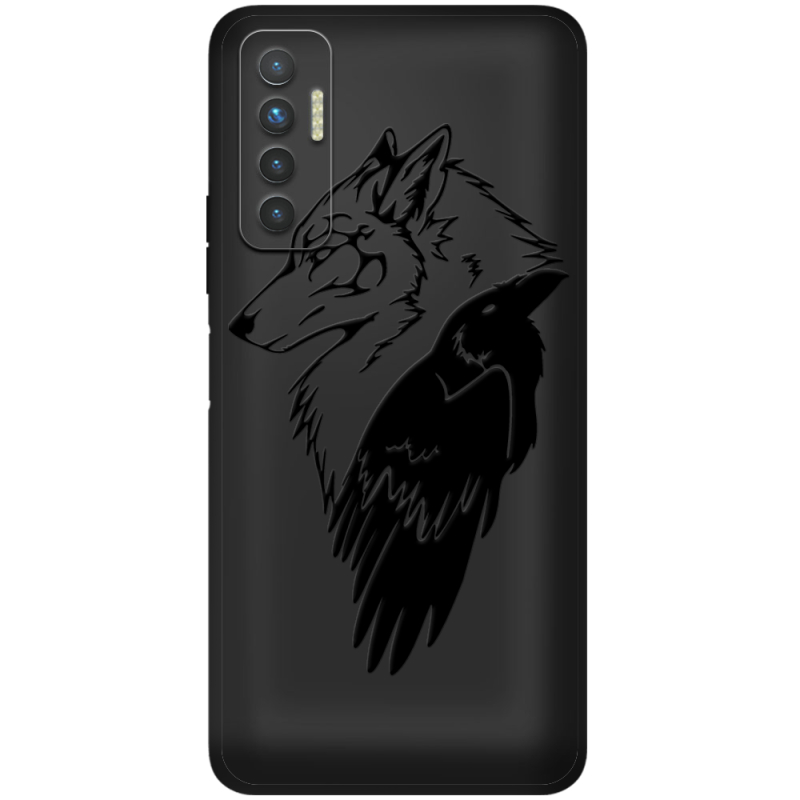 Черный чехол BoxFace Tecno Camon 17P Wolf and Raven