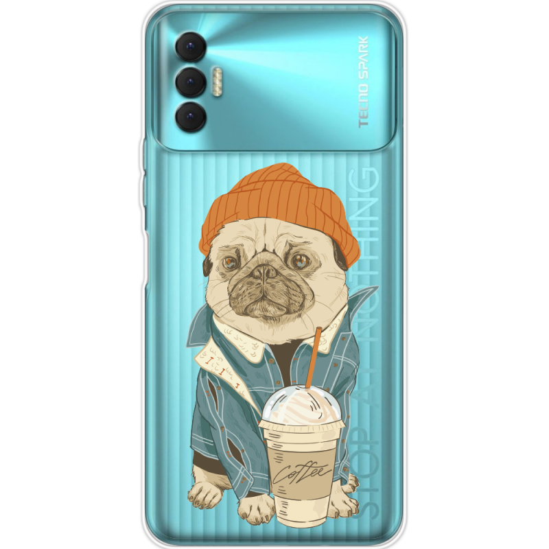 Прозрачный чехол BoxFace Tecno Spark 8P Dog Coffeeman