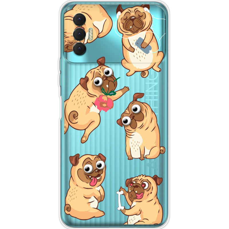 Прозрачный чехол BoxFace Tecno Spark 8P с 3D-глазками Pug