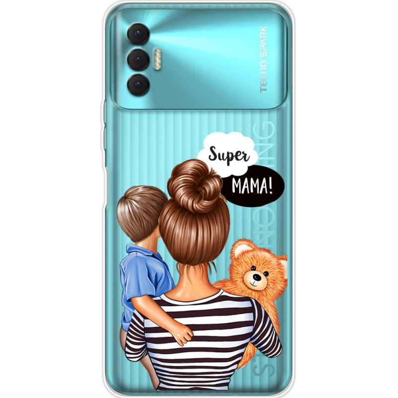 Прозрачный чехол BoxFace Tecno Spark 8P Super Mama and Son