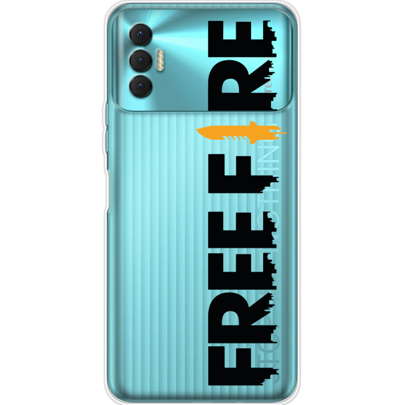 Прозрачный чехол BoxFace Tecno Spark 8P Free Fire Black Logo