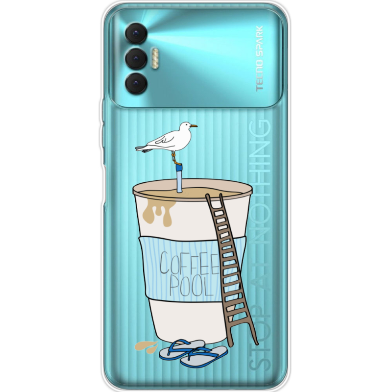 Прозрачный чехол BoxFace Tecno Spark 8P Segull in Cofee Pool