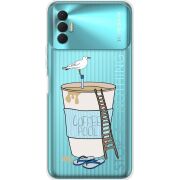 Прозрачный чехол BoxFace Tecno Spark 8P Segull in Cofee Pool
