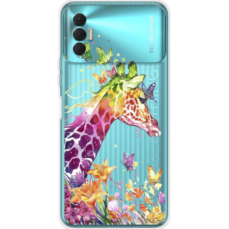 Прозрачный чехол BoxFace Tecno Spark 8P Colorful Giraffe