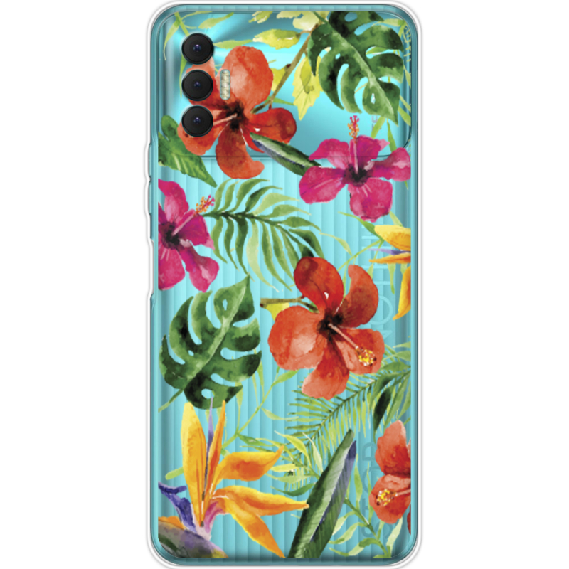 Прозрачный чехол BoxFace Tecno Spark 8P Tropical Flowers
