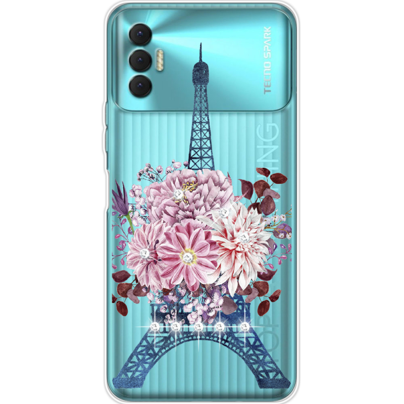 Чехол со стразами BoxFace Tecno Spark 8P Eiffel Tower