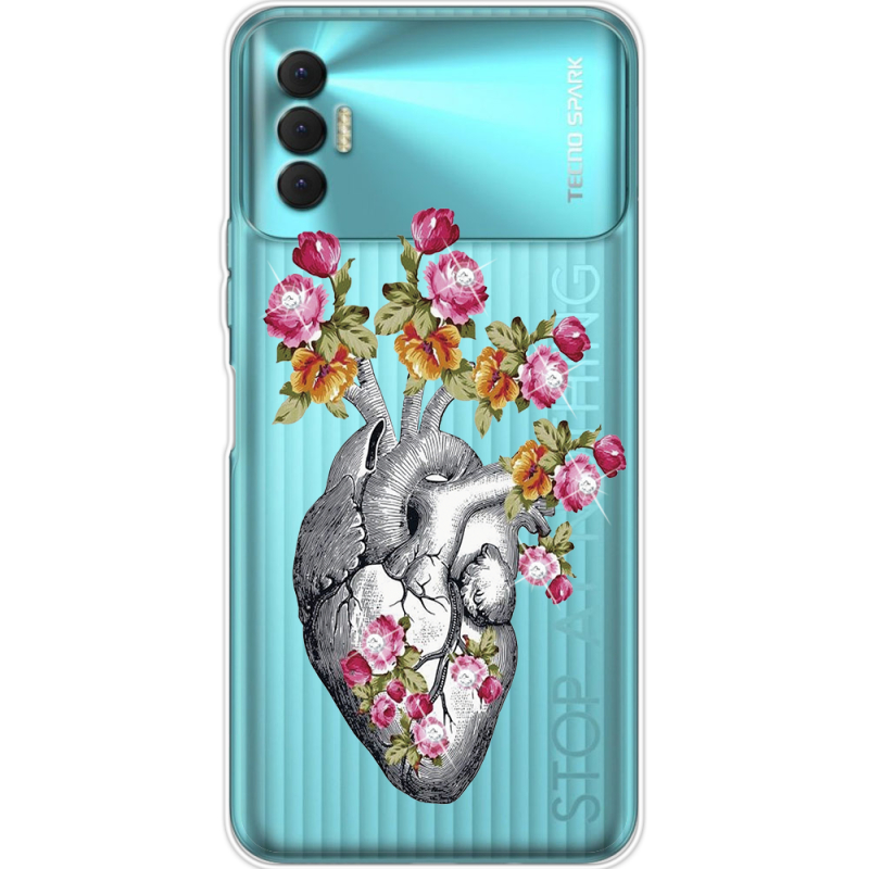 Чехол со стразами BoxFace Tecno Spark 8P Heart