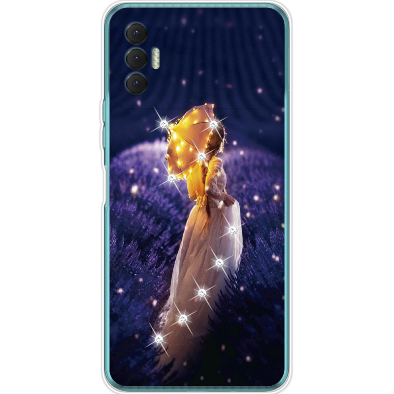 Чехол со стразами BoxFace Tecno Spark 8P Girl with Umbrella