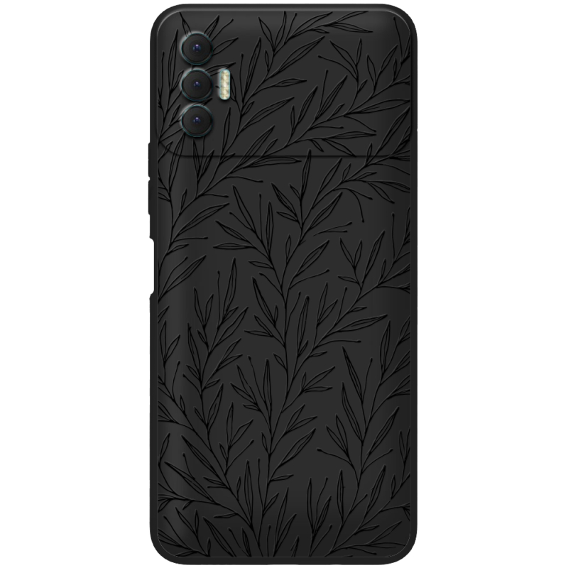 Черный чехол BoxFace Tecno Spark 8P Leaves