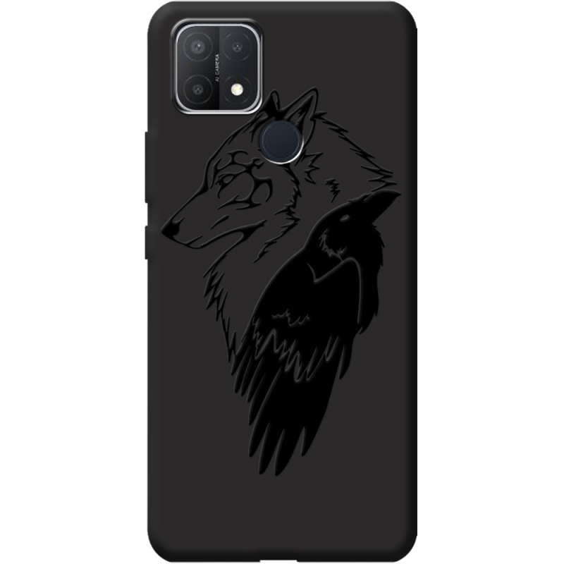 Черный чехол BoxFace OPPO A15/A15s Wolf and Raven