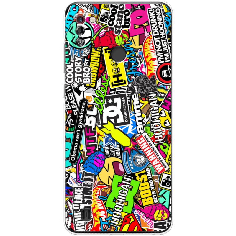 Чехол BoxFace Tecno Pop 4 Pro Multicolored Inscriptions