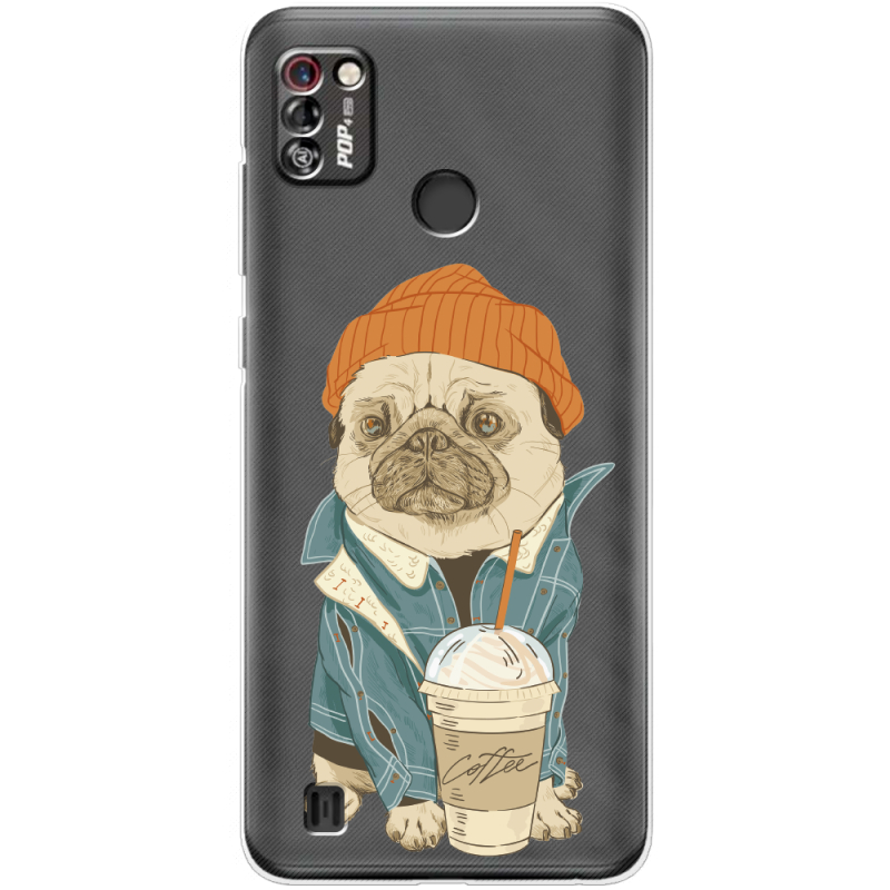 Прозрачный чехол BoxFace Tecno Pop 4 Pro Dog Coffeeman