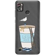 Прозрачный чехол BoxFace Tecno Pop 4 Pro Segull in Cofee Pool