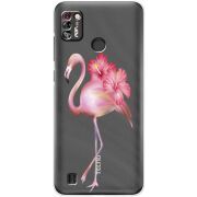 Прозрачный чехол BoxFace Tecno Pop 4 Pro Floral Flamingo