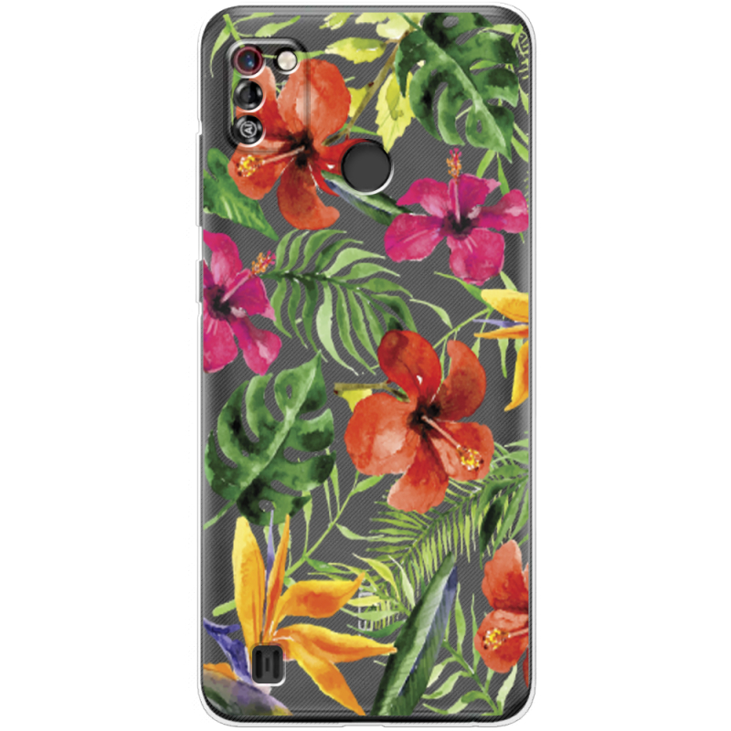 Прозрачный чехол BoxFace Tecno Pop 4 Pro Tropical Flowers