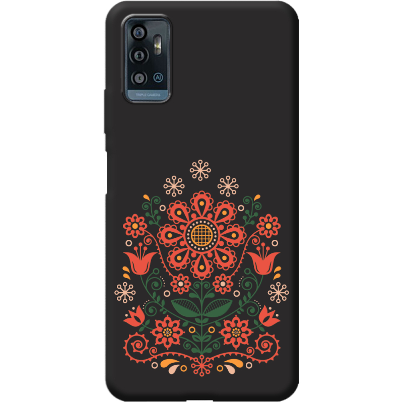 Черный чехол BoxFace ZTE Blade A71 Ukrainian Ornament