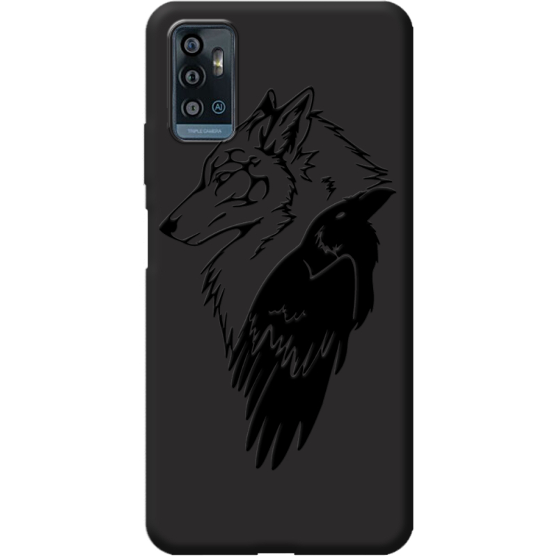 Черный чехол BoxFace ZTE Blade A71 Wolf and Raven