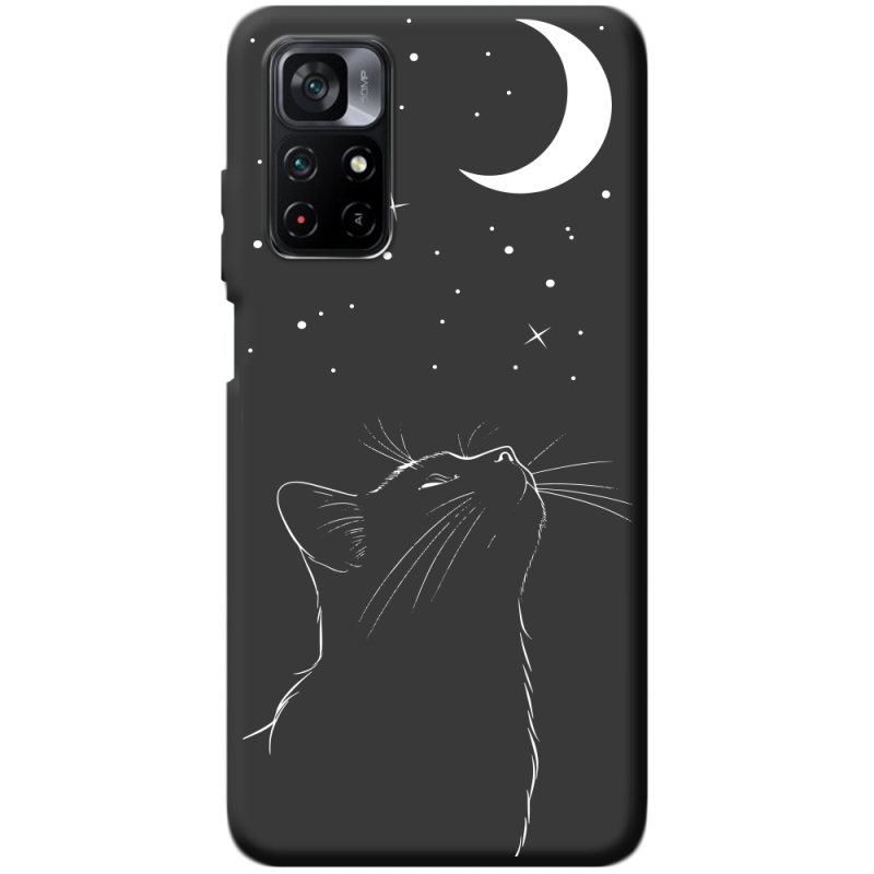 Черный чехол BoxFace Poco M4 Pro 5G Місячний кіт