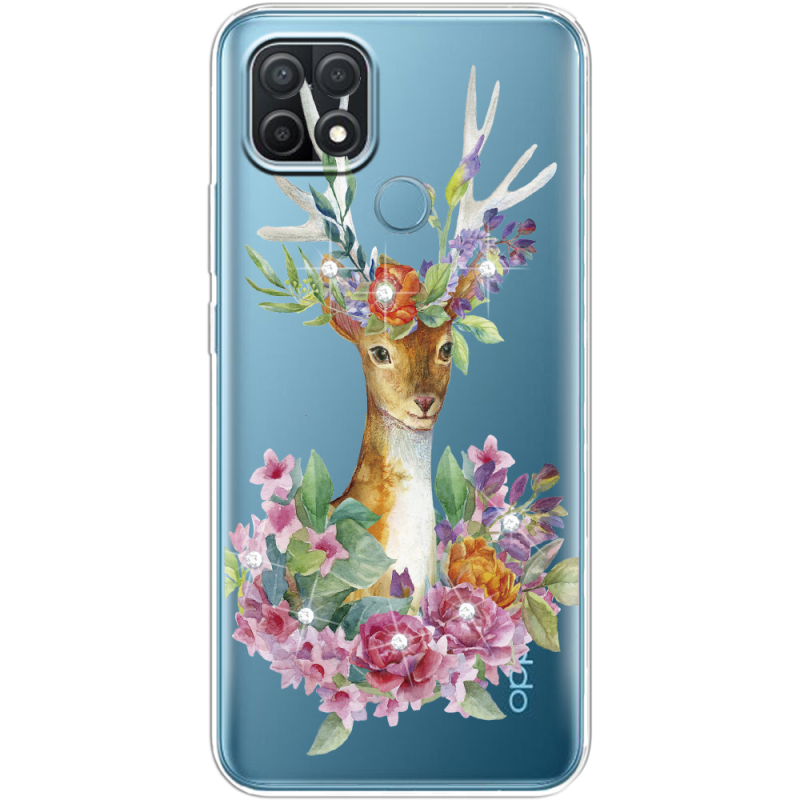 Чехол BoxFace со стразами BoxFace OPPO A15/A15s Deer with flowers