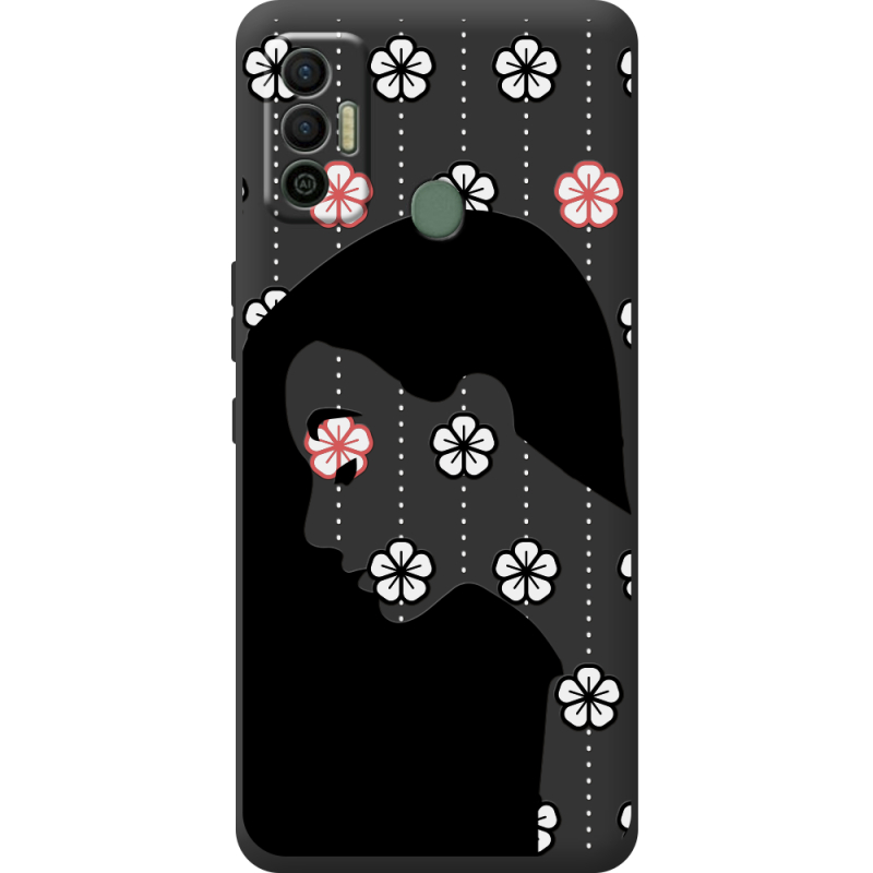 Черный чехол BoxFace Tecno Spark 7 Flower Hair