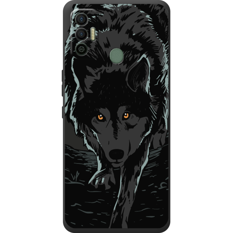 Черный чехол BoxFace Tecno Spark 7 Wolf