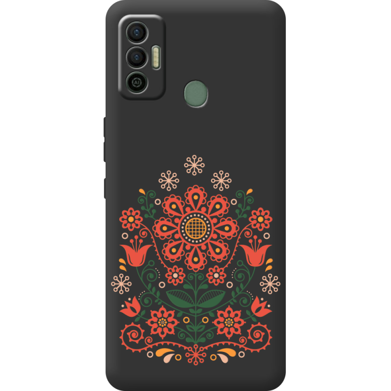 Черный чехол BoxFace Tecno Spark 7 Ukrainian Ornament