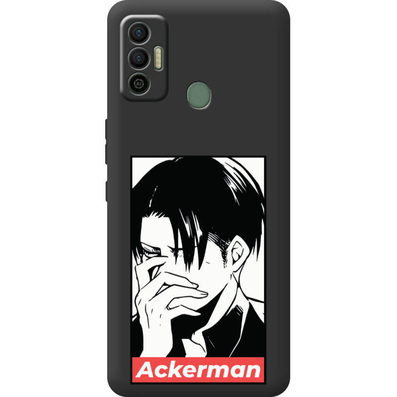 Черный чехол BoxFace Tecno Spark 7 Attack On Titan - Ackerman