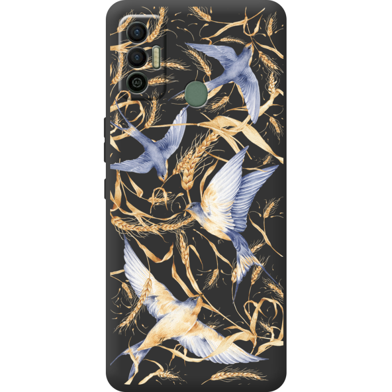 Черный чехол BoxFace Tecno Spark 7 Ластівки