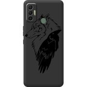 Черный чехол BoxFace Tecno Spark 7 Wolf and Raven