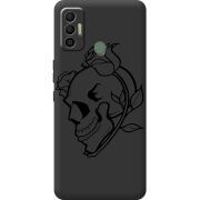 Черный чехол BoxFace Tecno Spark 7 Skull and Roses