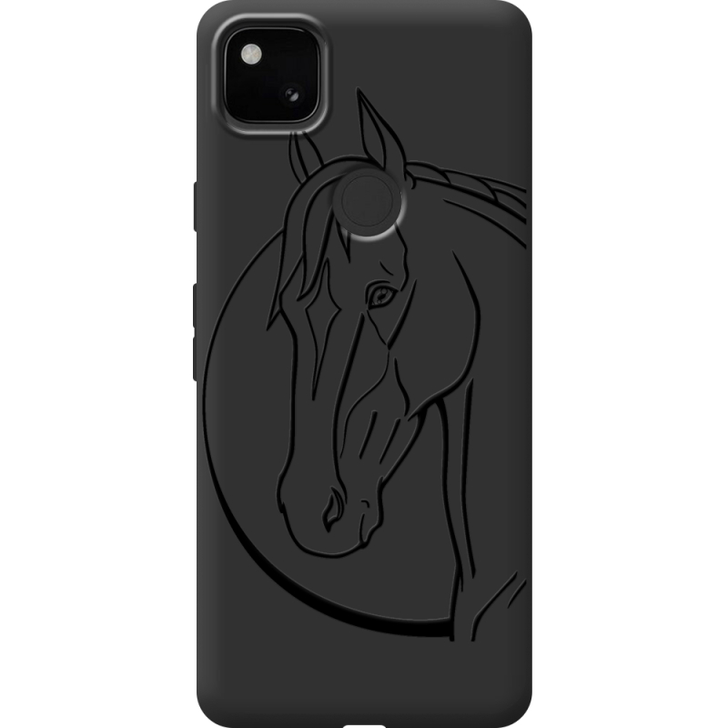 Черный чехол BoxFace Google Pixel 4a Horse