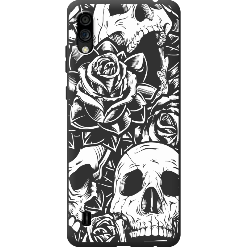 Черный чехол BoxFace ZTE Blade A5 2020 Skull and Roses