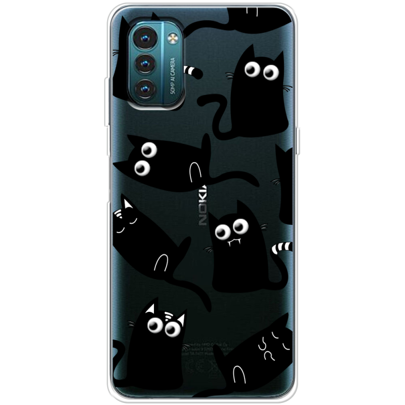 Прозрачный чехол BoxFace Nokia G21 с 3D-глазками Black Kitty