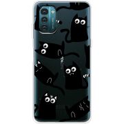 Прозрачный чехол BoxFace Nokia G21 с 3D-глазками Black Kitty