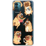 Прозрачный чехол BoxFace Nokia G21 с 3D-глазками Pug