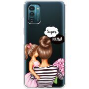 Прозрачный чехол BoxFace Nokia G21 Super Mama and Daughter