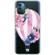 Чехол со стразами Nokia G21 Pink Air Baloon