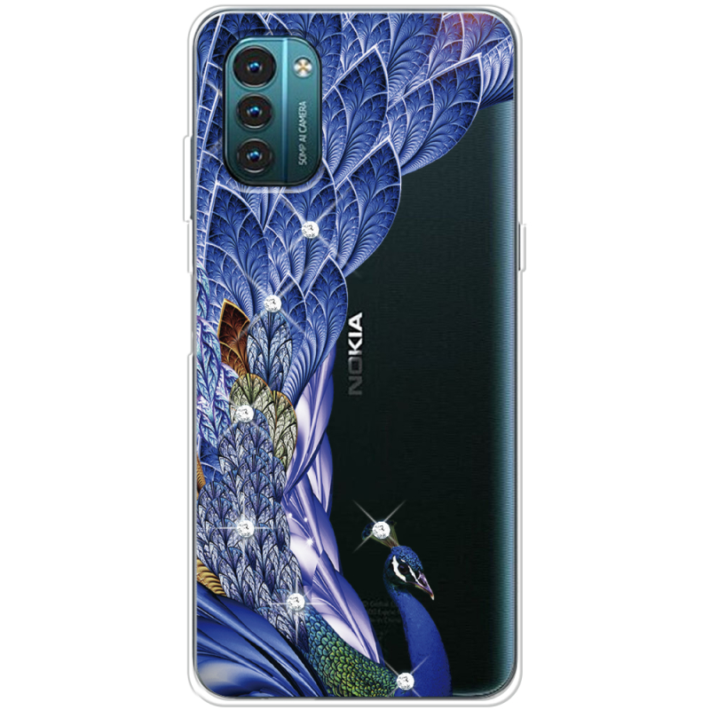 Чехол со стразами Nokia G21 Peafowl